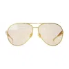Bottega Veneta Sardine Aviator-style Gold-tone Sunglasses In Orange