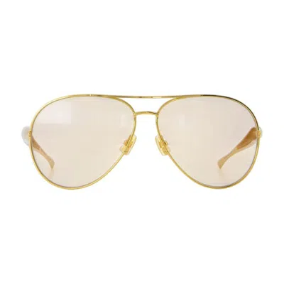 Bottega Veneta Sardine Aviator-style Gold-tone Sunglasses