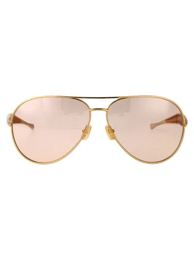 Bottega Veneta Sardine Aviator-style Gold-tone Sunglasses