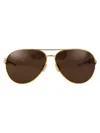Bottega Veneta 64mm Oversize Pilot Sunglasses In Gold-gold-brown