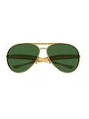 Bottega Veneta Bv1305s Linea Unapologetic 001 Sunglasses In Green