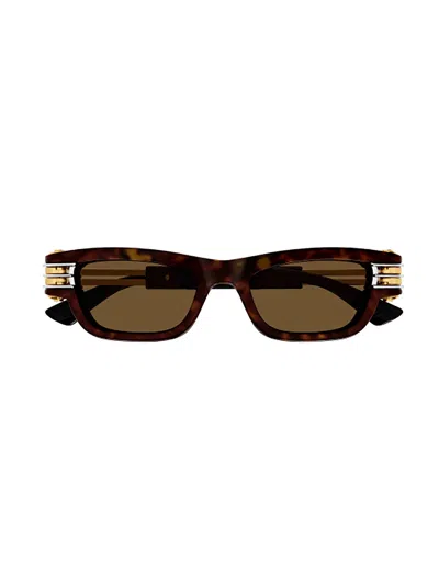 Bottega Veneta Bolt Havana Plastic Rectangle Sunglasses In Tortoise