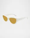 Bottega Veneta Bv1319s Eye Logo-print Acetate Sunglasses In Shiny Solid Ivory