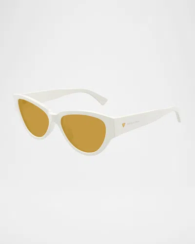 Bottega Veneta Bv1319s Eye Logo-print Acetate Sunglasses In Shiny Solid Ivory