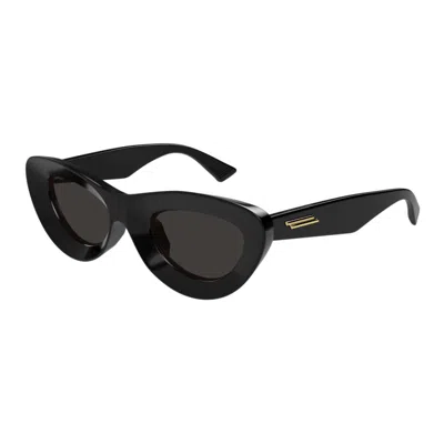 Bottega Veneta Ribbon Plastic Cat-eye Sunglasses In Black Black Grey
