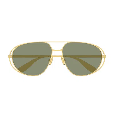 Bottega Veneta Classic Sonnenbrille In Pilotenform In Gold-gold-green