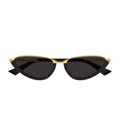 Bottega Veneta Bv1346s Linea Ribbon 001 Black Gold Sunglasses