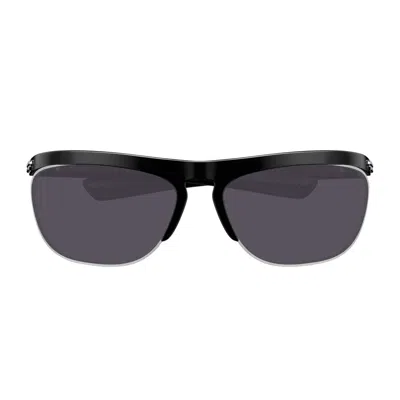 Bottega Veneta Bv1348s Linea Speed Rectangular 001 Black Grey Sunglasses