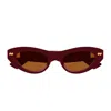 Bottega Veneta Bv1350s Linea Ribbon 005 Burgundy Brown Sunglasses In Brown