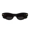 Bottega Veneta Bv1350s Linea Ribbon 001 Black Grey Sunglasses In Black