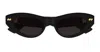 Bottega Veneta Bv1350s Linea Ribbon 001 Black Grey Sunglasses In Black