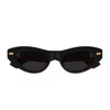 Bottega Veneta Bv1350s Linea Ribbon 001 Black Grey Sunglasses In Black