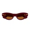 Bottega Veneta Bv1350s Linea Ribbon 005 Burgundy Brown Sunglasses In Brown