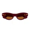 Bottega Veneta Bv1350s Linea Ribbon 005 Burgundy Brown Sunglasses In Brown