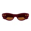 Bottega Veneta Bv1350s Linea Ribbon 005 Burgundy Brown Sunglasses In Brown