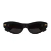 Bottega Veneta Bv1350s Linea Ribbon 001 Black Grey Sunglasses In Black