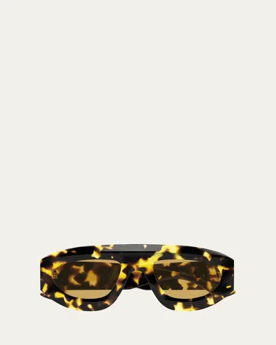 Bottega Veneta Bv1358s Recycled Acetate Aviator Sunglasses In Havana