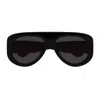 Bottega Veneta Bv1362s Linea Ribbon 001 Black Grey Sunglasses In Black