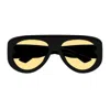 Bottega Veneta Bv1362s Linea Ribbon 005 Black Orange Sunglasses