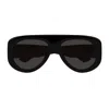 Bottega Veneta Bv1362s Linea Ribbon 001 Black Grey Sunglasses In Black