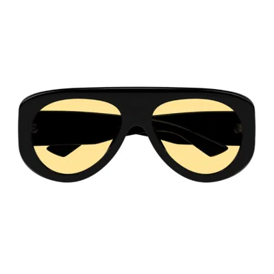 Bottega Veneta Bv1362s Linea Ribbon 005 Black Orange Sunglasses