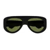 Bottega Veneta Bv1362s Linea Ribbon Bv1362s 006 Black Green Sunglasses In Black