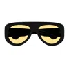 Bottega Veneta Bv1362s Linea Ribbon 005 Black Orange Sunglasses