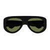 Bottega Veneta Bv1362s Linea Ribbon Bv1362s 006 Black Green Sunglasses In Black