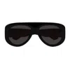 Bottega Veneta Bv1362s Linea Ribbon 001 Black Grey Sunglasses In Black
