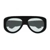 Bottega Veneta Bv1362s Linea Ribbon 004 Black Light Blue Sunglasses In Black