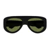 Bottega Veneta Bv1362s Linea Ribbon Bv1362s 006 Black Green Sunglasses In Black