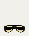 Bottega Veneta Bv1362s Linea Ribbon 005 Black Orange Sunglasses In Black/yellow