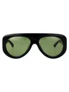 Bottega Veneta Bv1362s Linea Ribbon Bv1362s 006 Black Green Sunglasses In Black-black-green