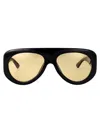 Bottega Veneta Bv1362s Linea Ribbon 005 Black Orange Sunglasses In Black-black-orange