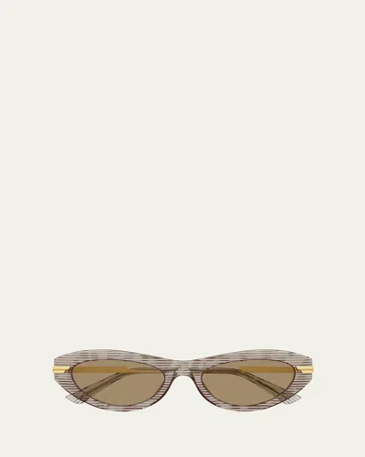 Bottega Veneta Bv1368s Cat-eye Recycled Acetate Sunglasses In Brown