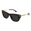 Bottega Veneta Recycled Acetate Rectangle Sunglasses In 001