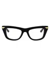 Bottega Veneta Bv1370o Linea Ribbon 001 Black Gold Glasses In Black-gold-transparent