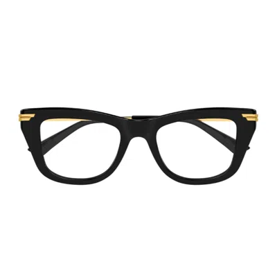 Bottega Veneta Bv1370o Linea Ribbon 001 Black Gold Glasses