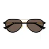Bottega Veneta Bv1373s Linea Ribbon 001 Black Gold Brown Sunglasses In Black