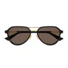 Bottega Veneta Bv1373s Linea Ribbon 001 Black Gold Brown Sunglasses In Black