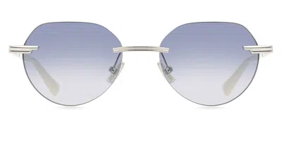 Bottega Veneta Letter Detail Sunglasses In Blue