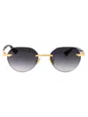 Bottega Veneta Glaze Rimless Sunglasses In Gold-gold-grey