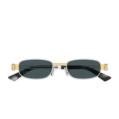 Bottega Veneta Bv1381s Linea Other 003 Silver Blue Sunglasses In Green