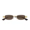 Bottega Veneta Bv1381s Linea Other 001 Silver Brown Sunglasses In Gold