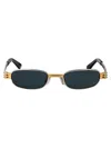 Bottega Veneta Bv1381s Linea Other 003 Silver Blue Sunglasses In Green