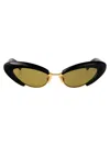 Bottega Veneta Bv1387s Linea Ribbon 001 Black Yellow Sunglasses In Multi