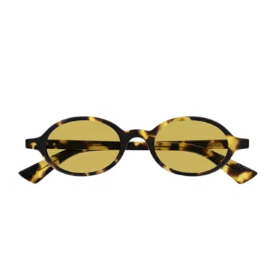 Bottega Veneta Bv1388s Linea Ribbon 002 Havana Yellow Sunglasses In Neutral