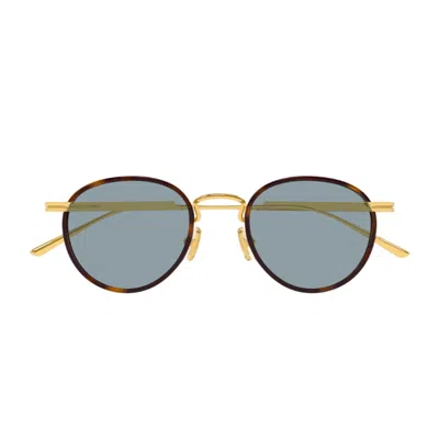 Bottega Veneta Bv1389s Linea Ribbon 002 Gold Blue Sunglasses In Black