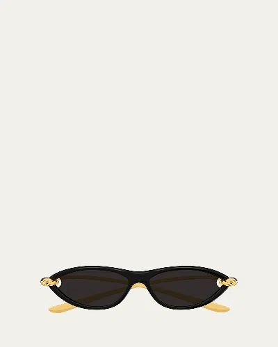 Bottega Veneta Bv1390s Cat-eye Plastic Sunglasses In Black