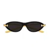 Bottega Veneta Bv1390s Signature Icons 001 Black Gold Grey Sunglasses In Black